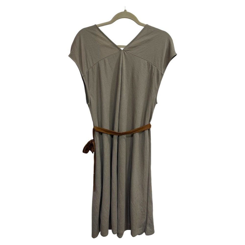 Zara Dress Womens Large Midi Suede Belted Cap Sleeve V Neck On Trend Summer - Picture 2 of 7